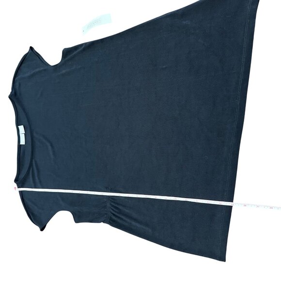 Chico's Shirt Size 2 P NWT Travelers Black Acetate Top Rushing PT Short Sleeve - Picture 8 of 16